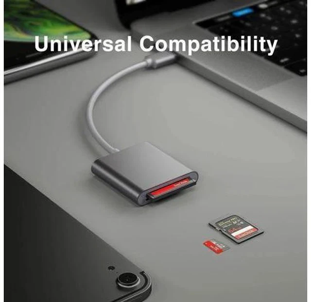 Alt view image 6 of 7 - Aluminum USB 3.0 Multi Card Reader, 3 Ports Memory Card Reader Writer Adapter, Supports CF SD TF Micro SD SDHC SDXC UHS-I MMC MD Cards, Plug and Play for Windows Mac Laptop Desktop