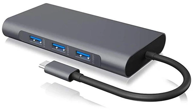 Alt view image 6 of 6 - 10-in-1 Type-C Hub Docking Station 10-Port USB-C Adapter for MacBook / Laptop, Multi-Function Expansion with Gigabit Ethernet, SD/TF, HDMI, USB 3.0