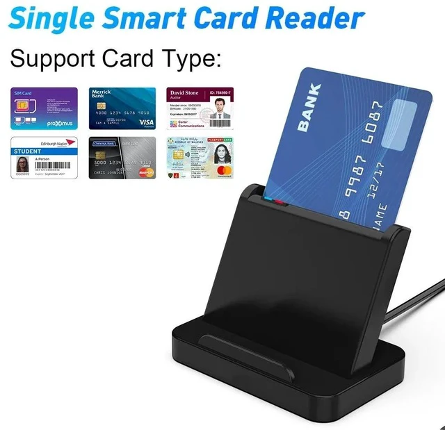 Alt view image 2 of 7 - Smart CAC Card Reader with Phone Stand USB 2.0 for SIM / IC / ATM / ID / Tax Declaration, Multi-OS Smart Chip Card Reader