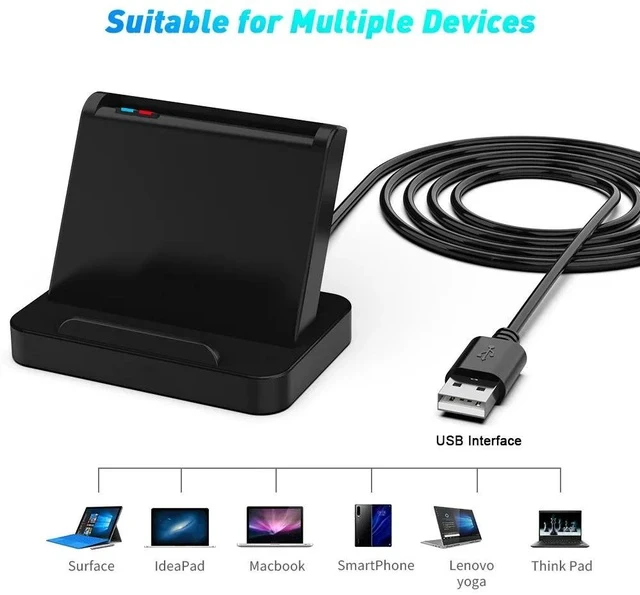 Alt view image 3 of 7 - Smart CAC Card Reader with Phone Stand USB 2.0 for SIM / IC / ATM / ID / Tax Declaration, Multi-OS Smart Chip Card Reader