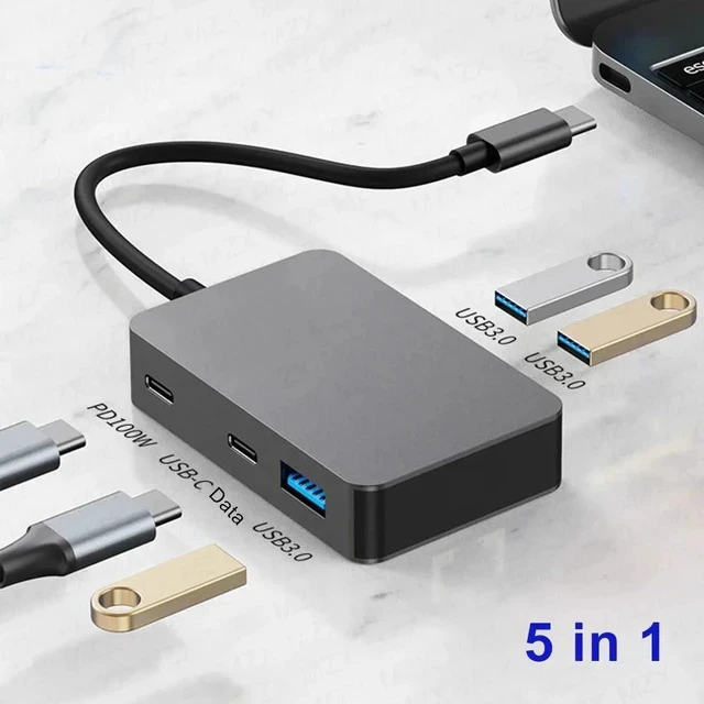 Alt view image 2 of 4 - Five-in-One Expansion Dock for Laptop - USB 3.0 Hub with Multiple Interface Converter - Type-C Expansion Dock (5 IN 1)
