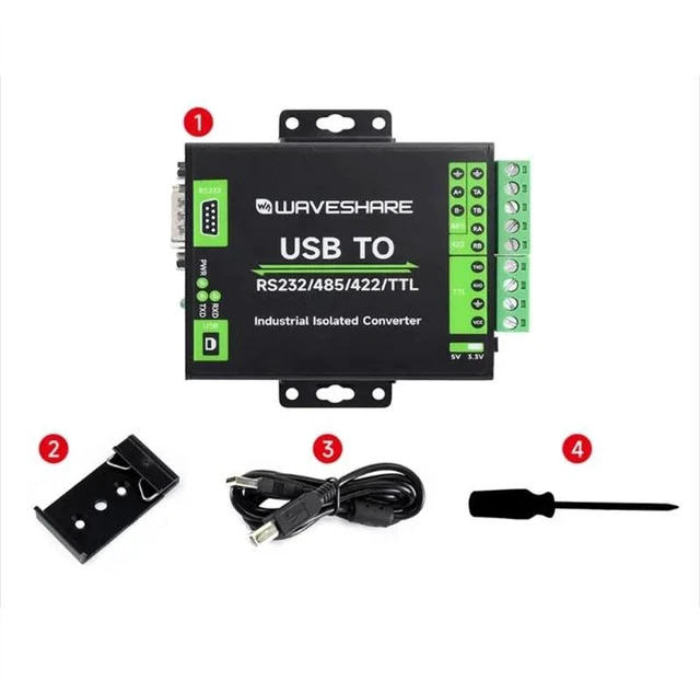 Alt view image 6 of 6 - Industrial-Grade Isolated USB to RS232/485/422/TTL Converter USB-B Interface, FT232RNL Chip, Power & Signal Isolation, TVS Protection