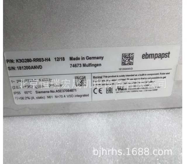 Alt view image 3 of 3 - Centrifugal fan K3G280-RR03-H4 K3G280-RR04-H9 Germany ebmpapst motor fan