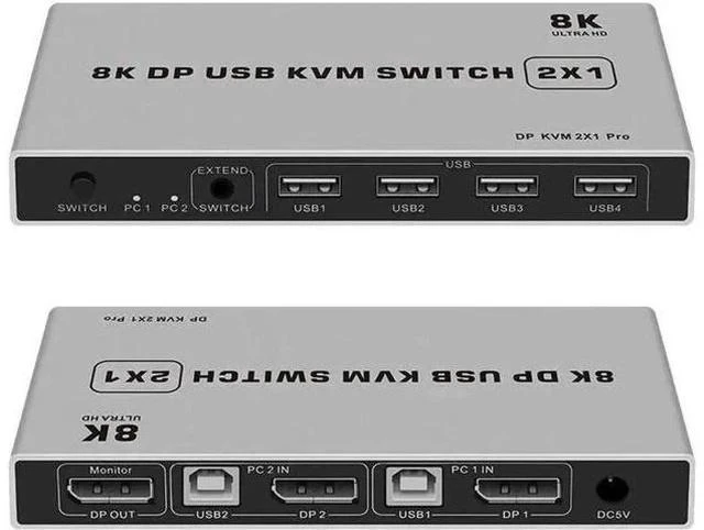 Main image of 2 Port DisplayPort 1.4 KVM Switch, 8K@60Hz 4K@144Hz USB DP KVM Switcher for 2 PCs Share Monitor Keyboard Mouse