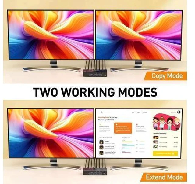 Alt view image 4 of 7 - 3 Port Dual Monitor DP KVM Switch 8K@60Hz, 3 PCs Share 2 DP Screens, USB 3.0 KVM Switch for Keyboard Mouse Sharing