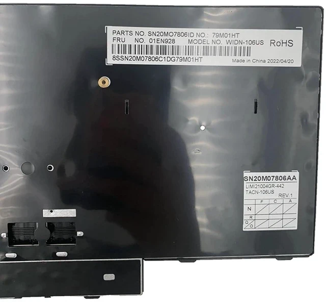 Alt view image 5 of 7 - Laptop Replacement US Layout No Pointer Keyboard for Lenovo IBM ThinkPad T570 T575 T580 P51S P52S 01ER582 01ER541 SN20M07934 01HX219 01HX259 SN20P41561 SN20P41521