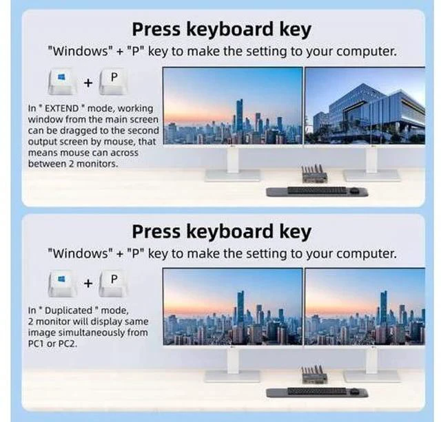 Alt view image 2 of 7 - 2 Port Dual Monitor USB-C & HDMI KVM Switch 4K@60Hz, USB 3.0 Type-C KVM Switcher for 2 PCs Share Dual Displays, Keyboard & Mouse