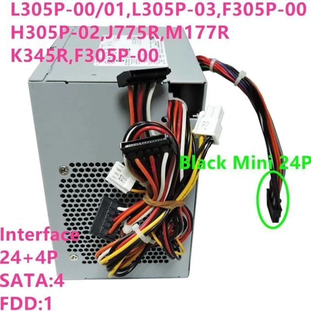 Alt view image 2 of 5 - PSU for Opti Plex GX980 760 780 305W Power Supply L305P-00 L305P-03 F305P-00 H305P-02 J775R M177R F305P-00