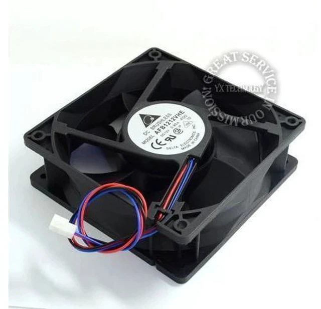 Alt view image 5 of 6 - Delta AFB1212VHE -F00 signal 120mm 12cm DC 12V 0.90A 3-pin server inverter axial blower cooler cooling fan