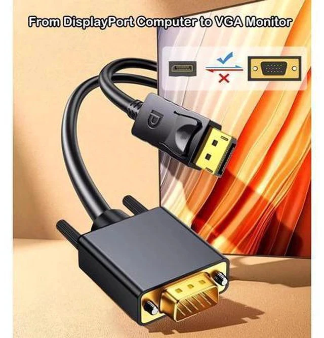 Alt view image 5 of 7 - 5 Pack 6FT DisplayPort to VGA Cable, DP to VGA 1080P@60Hz Video Cord for PC Laptop to Monitor Projector, Unidirectional Only