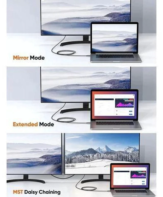Alt view image 2 of 7 - 6FT USB-C to DisplayPort 1.4 Cable, 32.4Gbps, 8K@60Hz, 4K@144Hz, 2K@240Hz, HDR, Thunderbolt 3/4 Compatible for Rift S, MacBook, XPS 13/15, Surface Pro