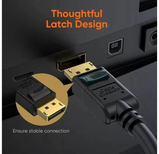 Alt view image 2 of 7 - 2 Pack Black 10FT/3M DP 1.2 Male to Male DisplayPort Cable, 4K@60Hz 2K@144Hz High Speed DP Video Cord for PC, Laptop, Monitor and Projector