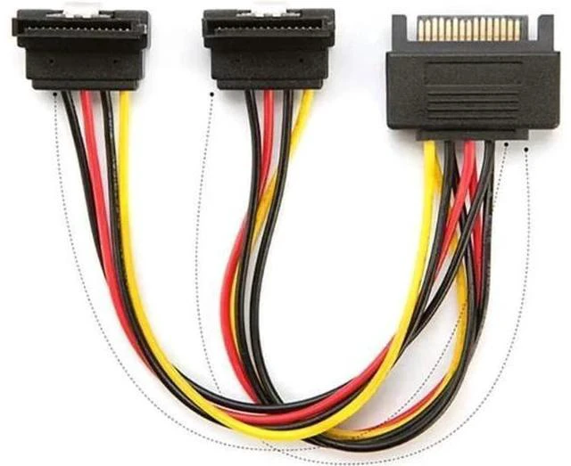 Alt view image 2 of 3 - 20CM 90-Degree Dual Female SATA Power Splitter Cable, 15Pin SATA Male to 2×Right Angle SATA Female Power Adapter for Desktop PC