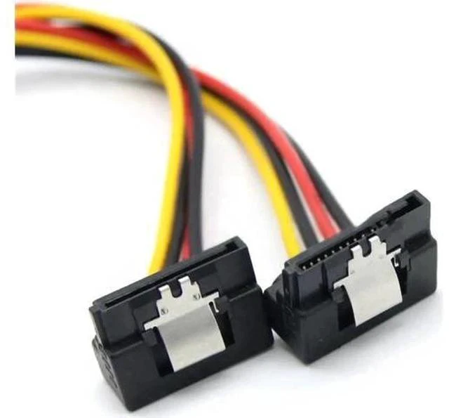 Alt view image 3 of 3 - 20CM 90-Degree Dual Female SATA Power Splitter Cable, 15Pin SATA Male to 2×Right Angle SATA Female Power Adapter for Desktop PC