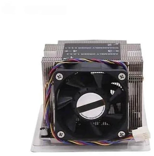 Main image of LGA3647 square 2U four heat pipe radiator with fan suitable for 2U 3U 4U workstation server CPU cooling