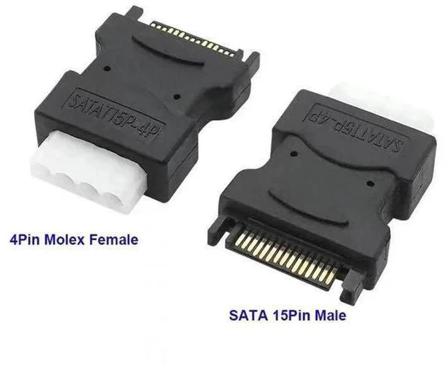 Alt view image 2 of 6 - 2PCS 4Pin Molex IDE to SATA 15Pin Power Adapter Cable, Male Big 4Pin to SATA Female Power Converter for HDD SSD