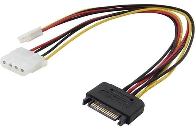 Alt view image 2 of 4 - 8 Inch SATA to 4Pin LP4 Molex Y Splitter Power Cable, SATA Male to IDE LP4 & Floppy SP4 Female Power Adapter Cord