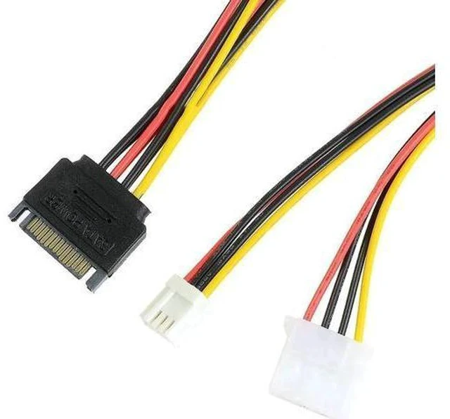 Alt view image 3 of 4 - 8 Inch SATA to 4Pin LP4 Molex Y Splitter Power Cable, SATA Male to IDE LP4 & Floppy SP4 Female Power Adapter Cord