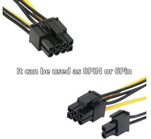 Alt view image 2 of 4 - 8 Inch Dual 15Pin SATA to PCIe 8Pin (6+2) GPU Power Adapter Cable, 2 SATA to PCI-e Video Card Power Converter Cord