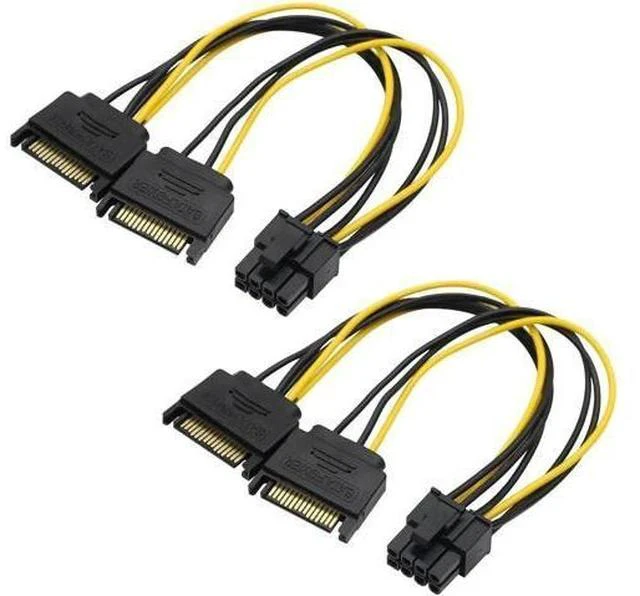 Main image of 2 Pack 8 Pin PCIe to 15 Pin SATA Power Adapter Cable, PCIe 8Pin to SATA 15Pin Power Cord for Graphics Card