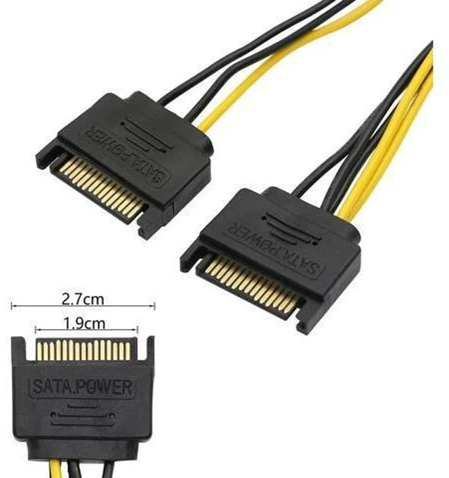 Alt view image 4 of 5 - 2 Pack 8 Pin PCIe to 15 Pin SATA Power Adapter Cable, PCIe 8Pin to SATA 15Pin Power Cord for Graphics Card
