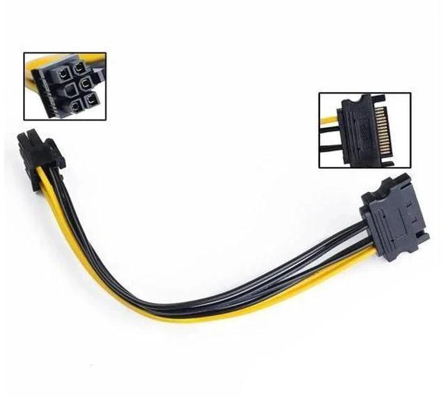 Main image of 8 Inch/20cm 15Pin SATA to 6Pin PCIe GPU Power Adapter Cable, SATA to PCI-Express Video Card Power Converter Cord
