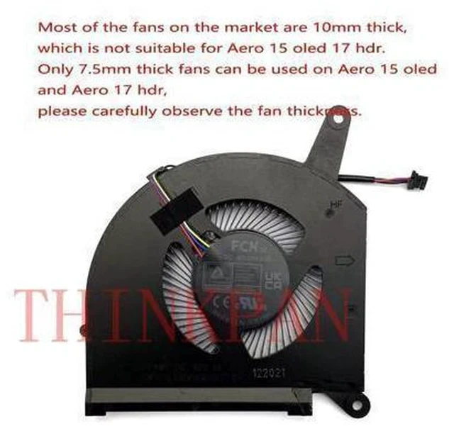 Alt view image 2 of 4 - Gpu and Cpu cooling fan for AERO 15 OLED, Aero 17 HDR XA RP75XA RP77XA
