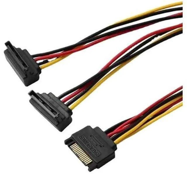 Main image of 15Pin SATA Power Splitter Cable, 1 to 2 Right Angle SATA Extension Cord, PC Hard Drive SATA Power Adapter Wire