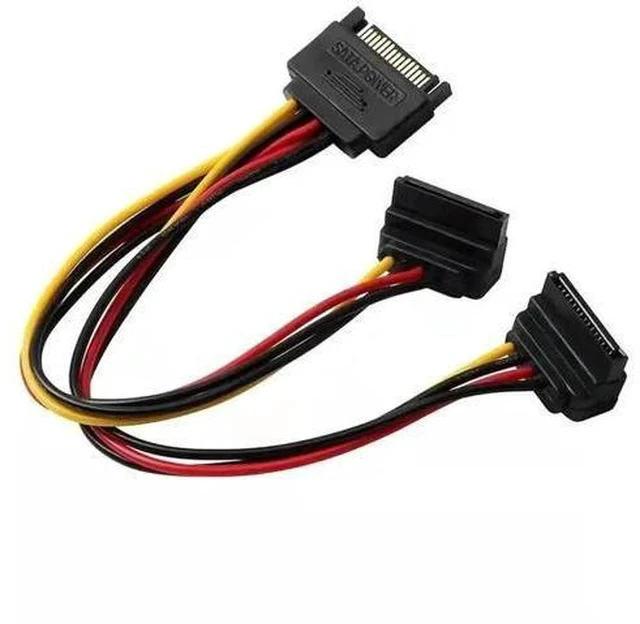 Alt view image 2 of 6 - 15Pin SATA Power Splitter Cable, 1 to 2 Right Angle SATA Extension Cord, PC Hard Drive SATA Power Adapter Wire