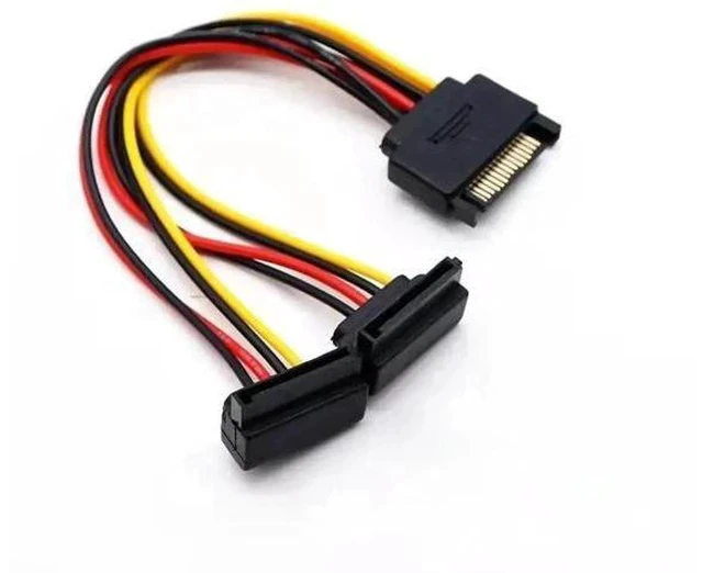 Alt view image 3 of 6 - 15Pin SATA Power Splitter Cable, 1 to 2 Right Angle SATA Extension Cord, PC Hard Drive SATA Power Adapter Wire