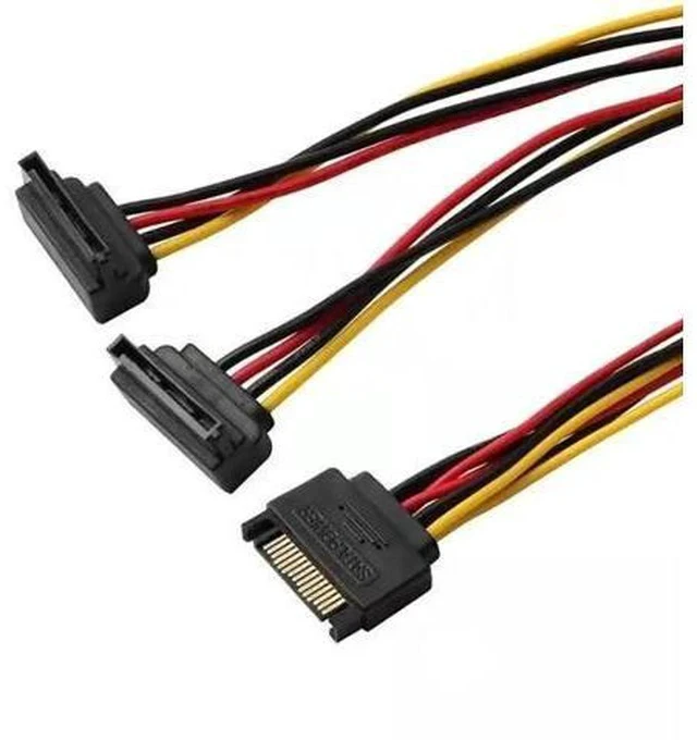 Alt view image 4 of 6 - 15Pin SATA Power Splitter Cable, 1 to 2 Right Angle SATA Extension Cord, PC Hard Drive SATA Power Adapter Wire