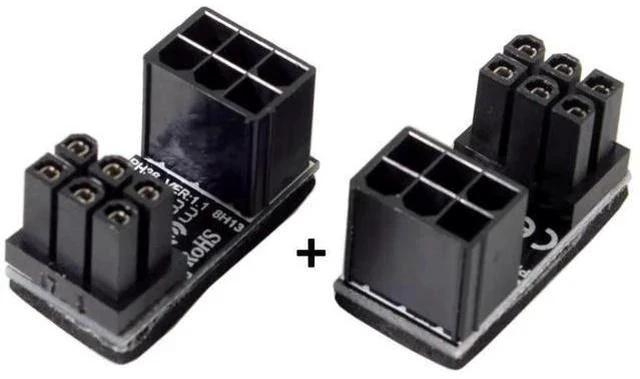 Main image of 2 Pack 180 Degree Angled ATX 6Pin Male to Female GPU Power Adapter Connector, Graphics Card Right Angle Power Turn Plug