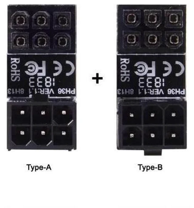 Alt view image 4 of 7 - 2 Pack 180 Degree Angled ATX 6Pin Male to Female GPU Power Adapter Connector, Graphics Card Right Angle Power Turn Plug