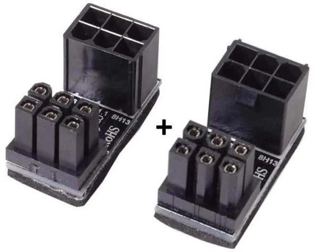 Alt view image 5 of 7 - 2 Pack 180 Degree Angled ATX 6Pin Male to Female GPU Power Adapter Connector, Graphics Card Right Angle Power Turn Plug