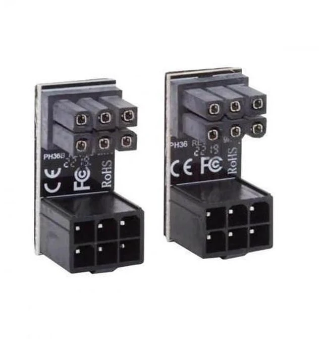 Main image of 2 Pack 360° Adjustable ATX 6Pin Male to Female GPU Power Angle Adapter, 12V Graphics Card Power Connector