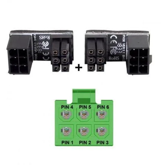 Alt view image 2 of 6 - 2 Pack 360° Adjustable ATX 6Pin Male to Female GPU Power Angle Adapter, 12V Graphics Card Power Connector