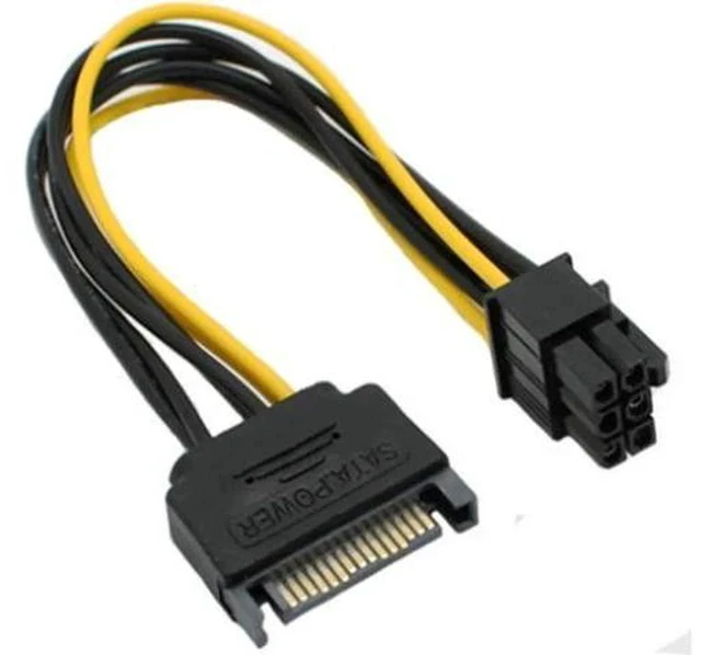 Alt view image 2 of 3 - 18cm 15Pin SATA to 6Pin PCIe Power Extension Cable, SATA to Graphics Card Adapter Cord