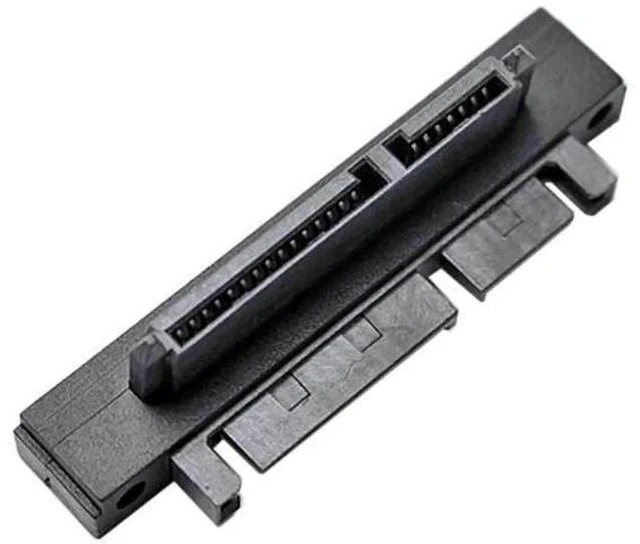 Main image of 90 Degree Down Angled SATA 22Pin Male to Female Extension Adapter, 7+15 SATA Right Angle Connector