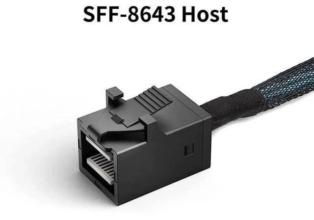 Alt view image 2 of 6 - 0.5M/1.6FT Internal HD Mini SAS SFF-8643 to 4 SATA Cable, SFF8643 Host to Quad SATA Hard Drive Converter Cord