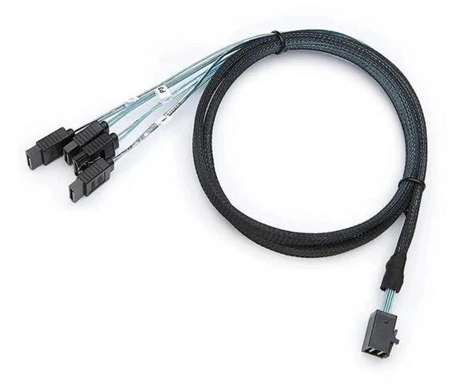 Alt view image 4 of 6 - 0.5M/1.6FT Internal HD Mini SAS SFF-8643 to 4 SATA Cable, SFF8643 Host to Quad SATA Hard Drive Converter Cord