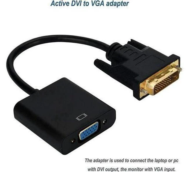 Alt view image 3 of 7 - Active DVI-D 24+1 Male to VGA Female Converter Adapter Cable, Digital DVI to Analog VGA Video Cord for PC Laptop Monitor Projector