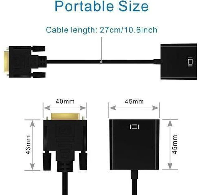 Alt view image 6 of 7 - Active DVI-D 24+1 Male to VGA Female Converter Adapter Cable, Digital DVI to Analog VGA Video Cord for PC Laptop Monitor Projector