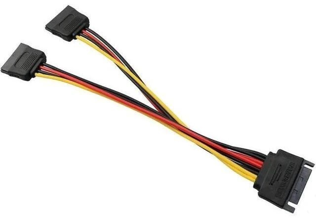 Alt view image 2 of 4 - 5 Pack 20cm 15Pin SATA Power Y Splitter Cables, SATA Male to Dual 15Pin Female Power Extension Adapter Cord