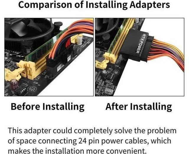 Alt view image 5 of 6 - 90 Degree ATX 24Pin Power Adapter Board, 24Pin ATX Male to Female Right Angle PSU Connector for Desktop Motherboard