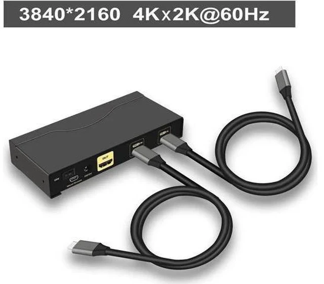 Alt view image 3 of 7 - 2 Port USB-C KVM Switch 4K@60Hz with Audio, USB Type-C KVM Switcher for 2 PCs/Mac/Mobile Share Single Monitor Keyboard Mouse, Cross OS Compatible