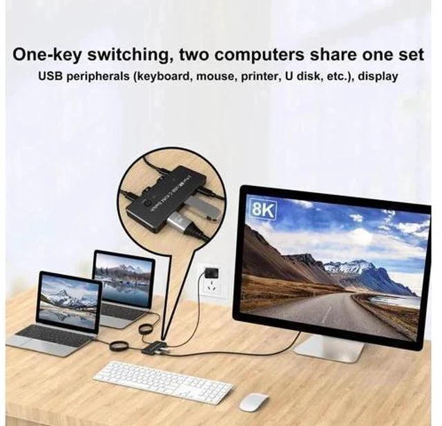 Alt view image 5 of 6 - Thunderbolt 3 / Thunderbolt 4 USB-C to DP KVM Switch, 3 USB 2.0 Ports, Support 8K@60Hz & 4K@144Hz DP 1.4, for Monitor, Keyboard, Mouse & Printer