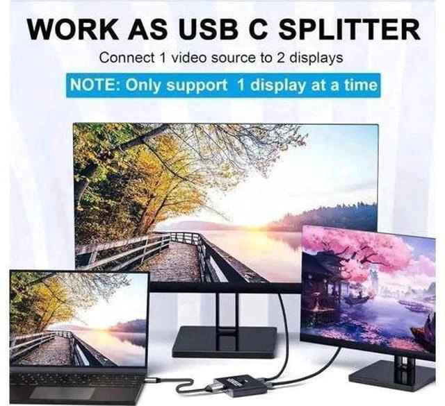 Alt view image 4 of 7 - Bi-Directional USB-C KVM Switch 2 in 1 / 1 in 2, Support 8K@60Hz Video & 10Gbps Data, Compatible with Thunderbolt 3/4 USB-C Devices