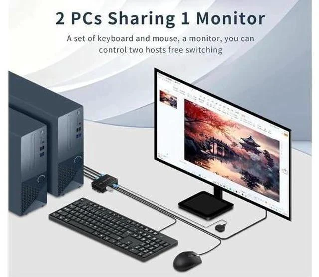 Alt view image 4 of 7 - 2 Port 2-In-1-Out HDMI KVM Switch, 4K@60Hz, USB3.0, With Desktop Controller, Compatible Windows/Linux/MacOS