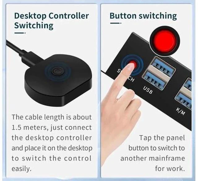 Alt view image 7 of 7 - 2 Port 2-In-1-Out HDMI KVM Switch, 4K@60Hz, USB3.0, With Desktop Controller, Compatible Windows/Linux/MacOS