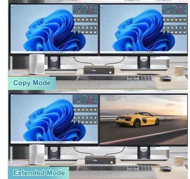 Alt view image 7 of 7 - 2 Port 2×2 Dual Monitor HDMI USB 3.0 KVM Switch 4K@60Hz, 4 USB Ports, Support Extended & Mirrored Display Modes for 2 PCs